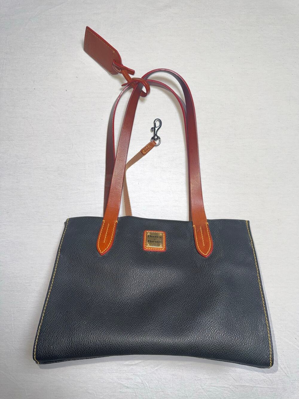 Vintage Doomey & Bourne Leather Bag In Black With Brown Straps